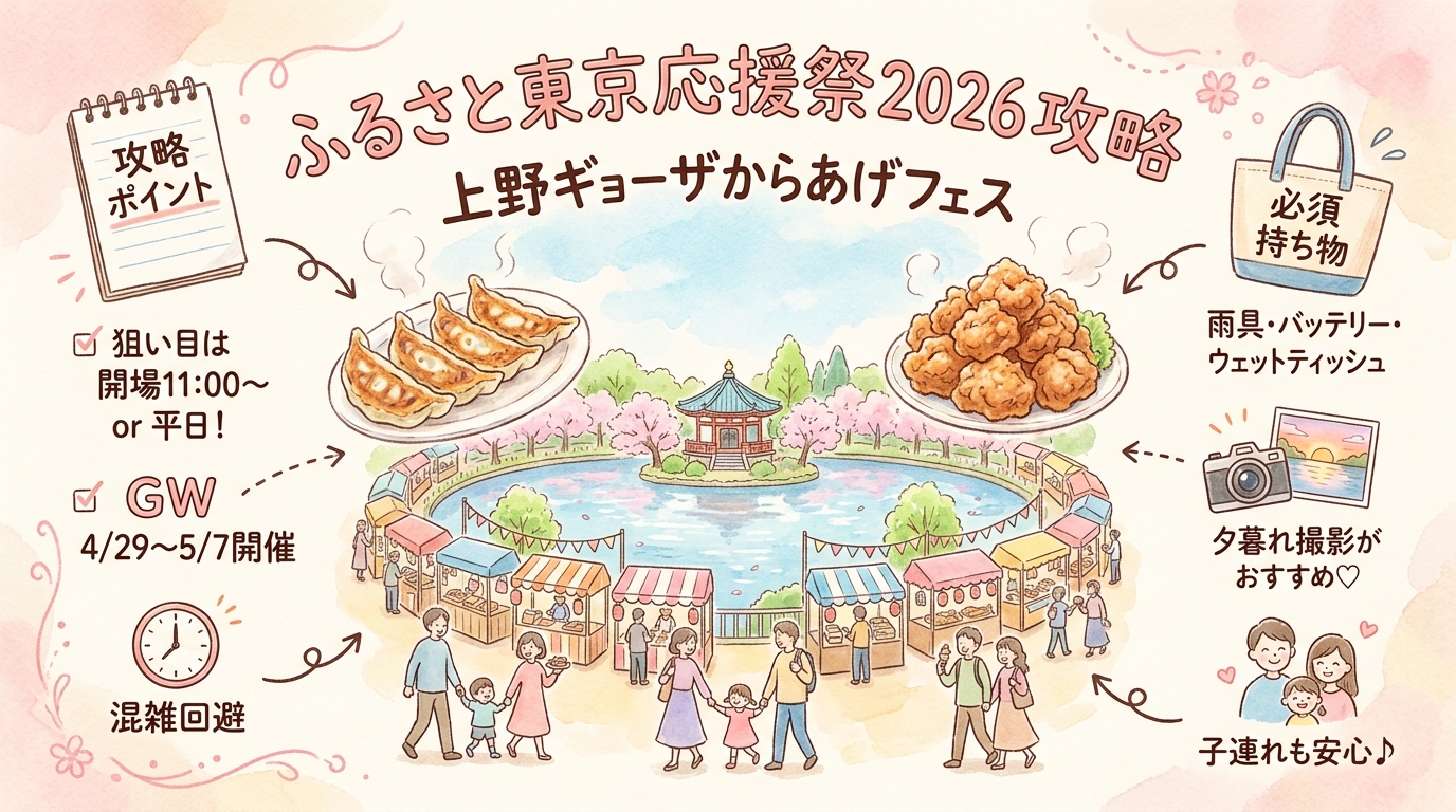 ふるさと東京応援祭2026攻略｜上野ギョーザからあげフェス アイキャッチ（PC用）
