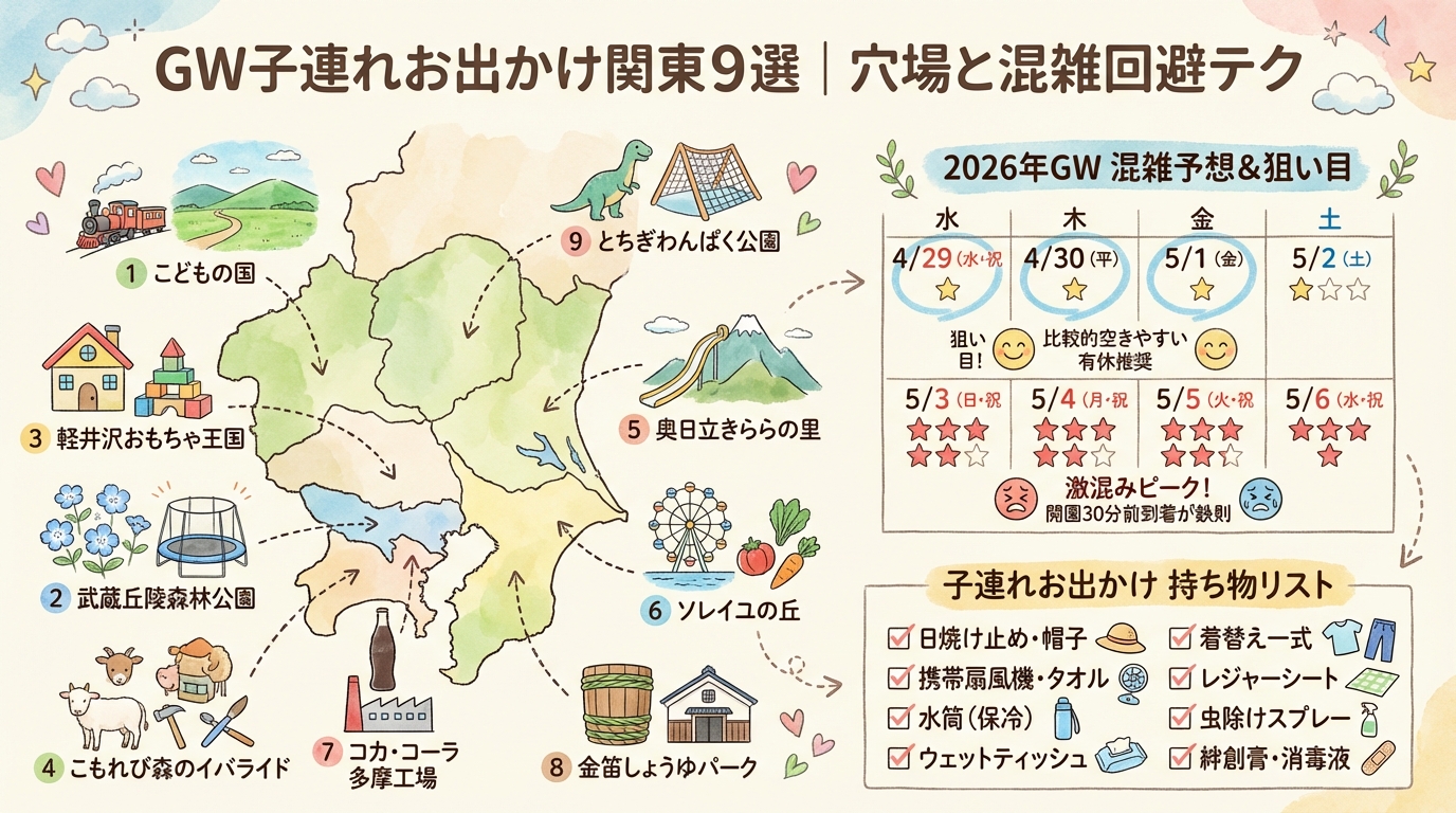 GW子連れお出かけ関東9選｜穴場と混雑回避テク アイキャッチ（PC用）