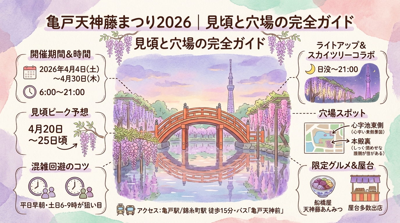亀戸天神藤まつり2026｜見頃と穴場の完全ガイド アイキャッチ（PC用）