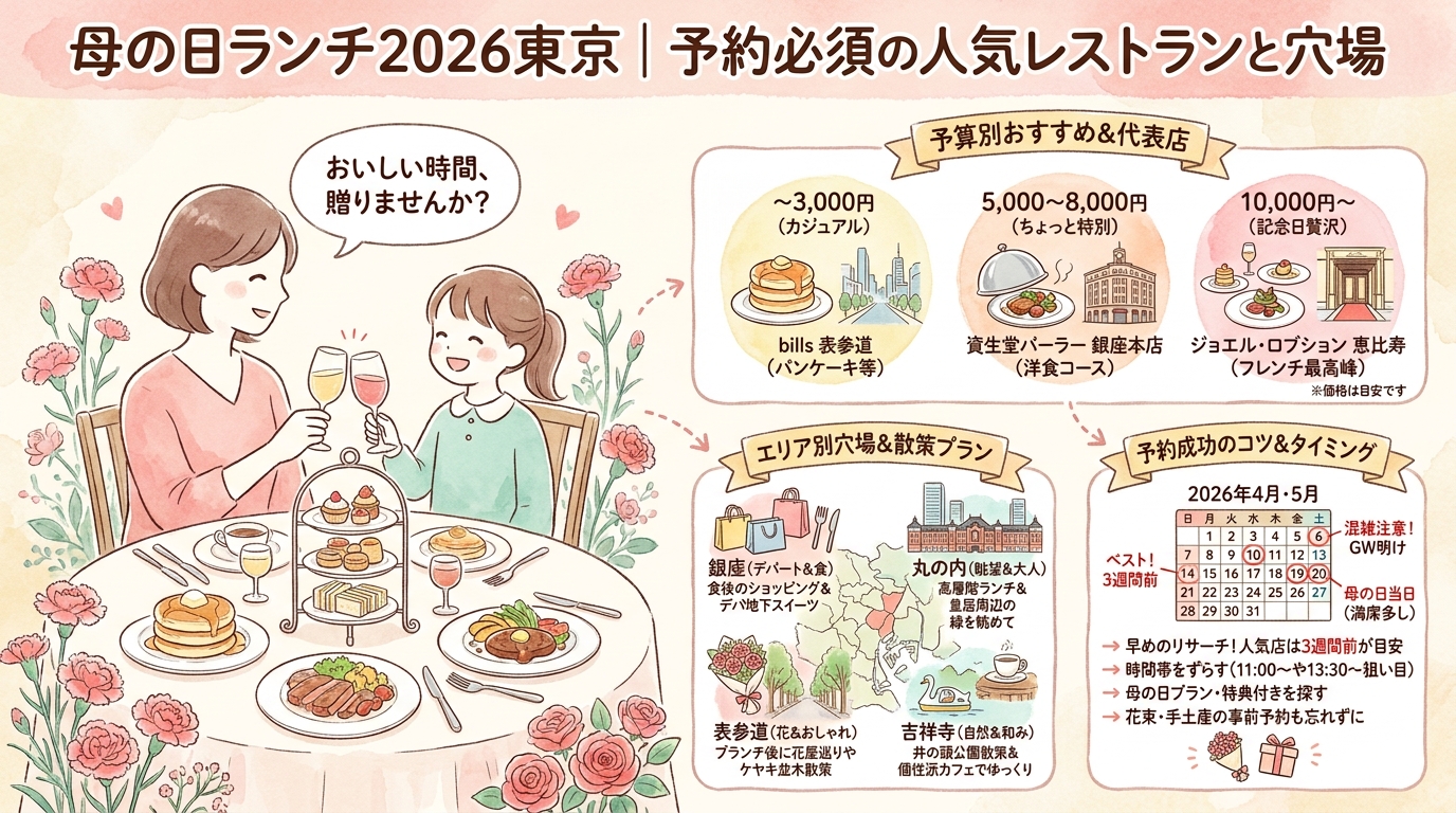 母の日ランチ2026東京｜予約必須の人気レストランと穴場 アイキャッチ（PC用）