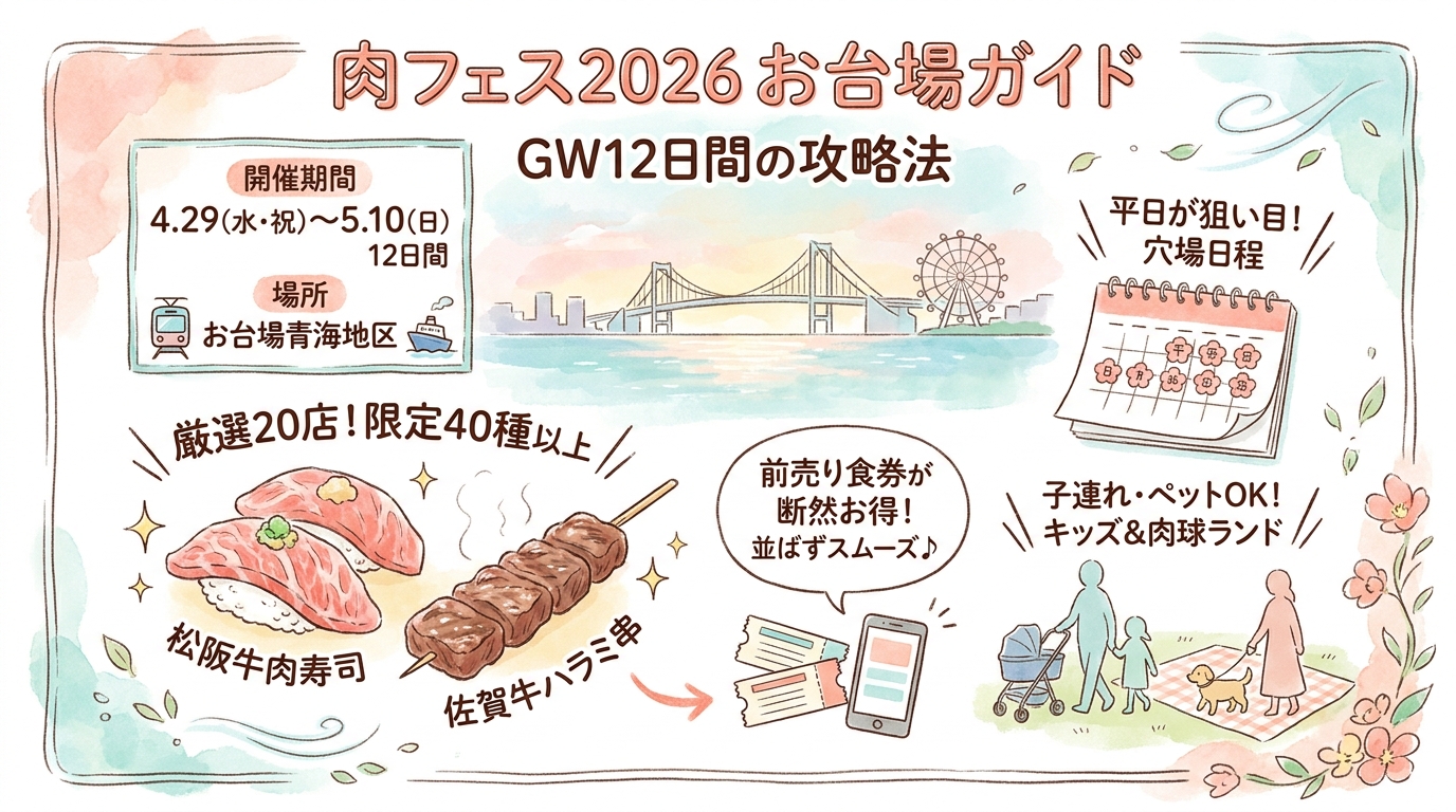 肉フェス2026お台場ガイド｜GW12日間の攻略法 アイキャッチ（PC用）