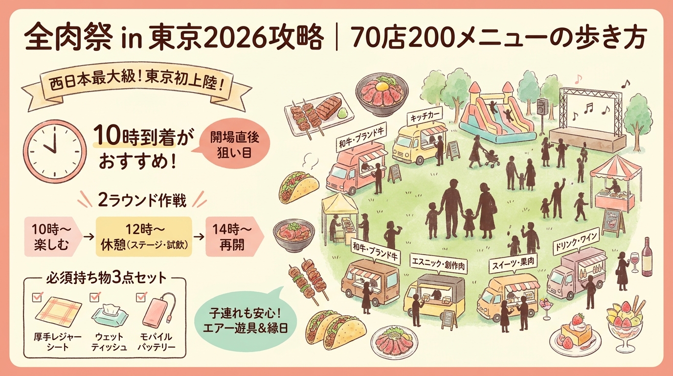 全肉祭 in 東京2026攻略｜70店200メニューの歩き方 アイキャッチ（PC用）