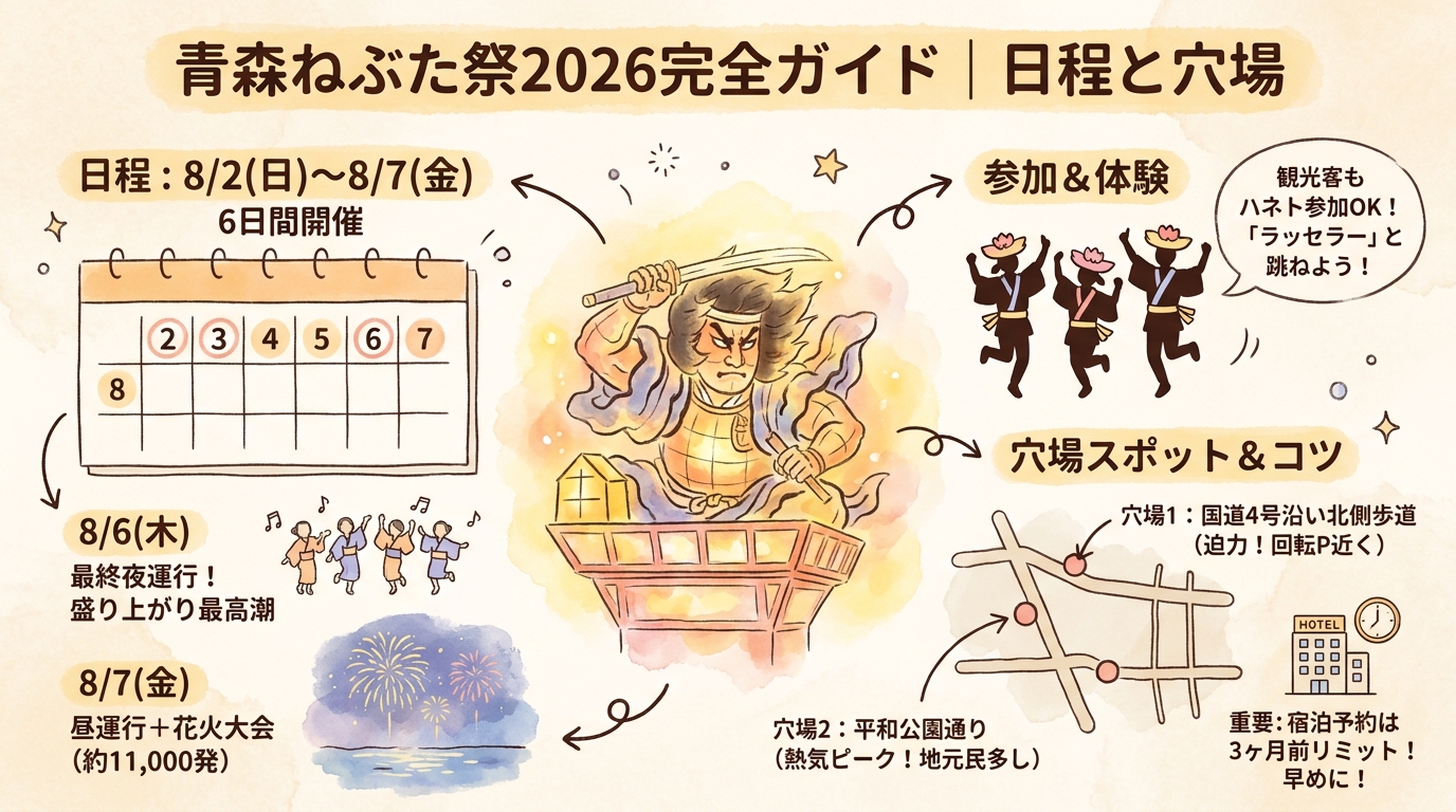青森ねぶた祭2026完全ガイド｜日程と穴場 アイキャッチ（PC用）