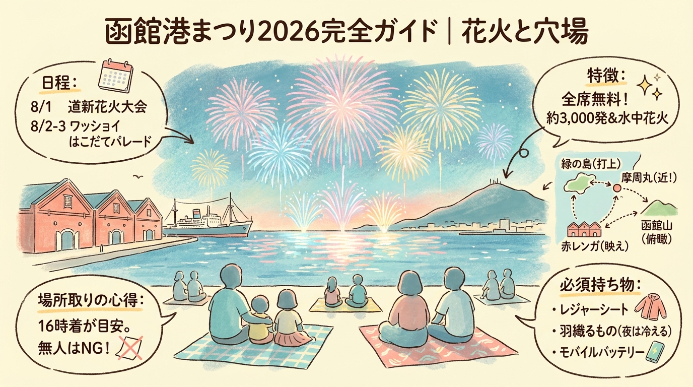 函館港まつり2026完全ガイド｜花火と穴場 アイキャッチ（PC用）
