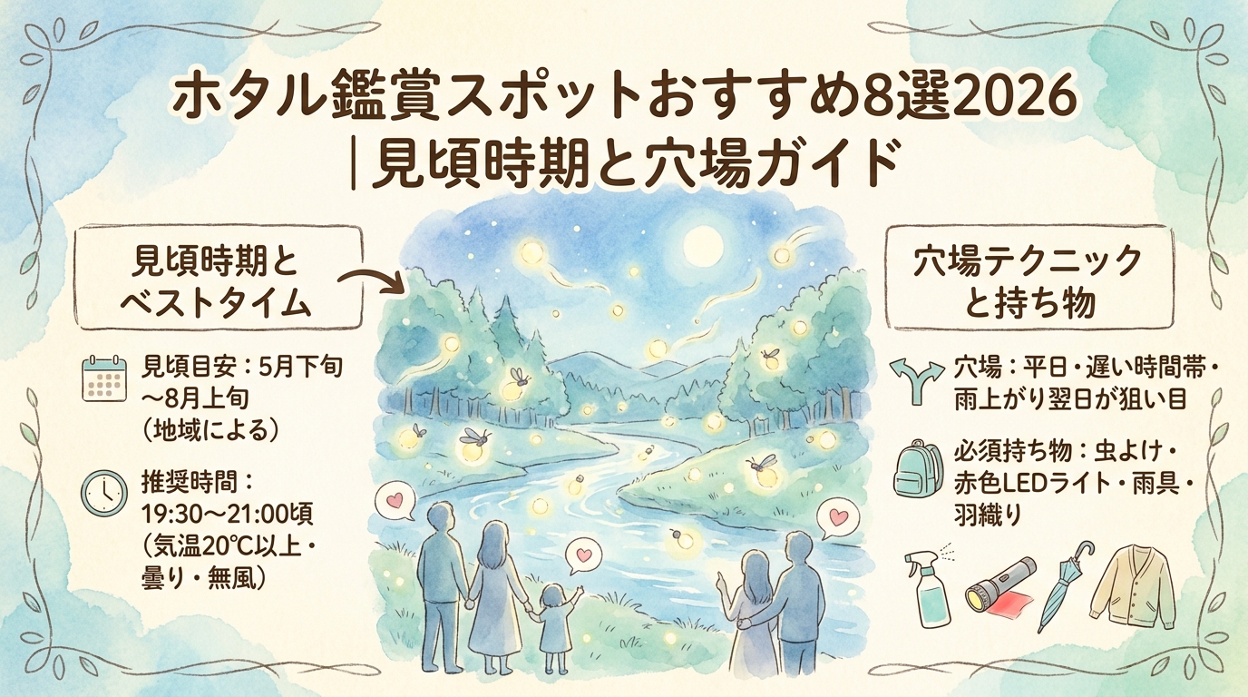 ホタル鑑賞スポットおすすめ8選2026｜見頃時期と穴場ガイド アイキャッチ（PC用）