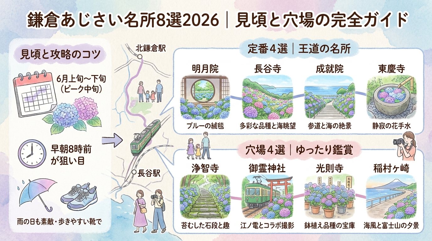 鎌倉あじさい名所8選2026｜見頃と穴場の完全ガイド アイキャッチ（PC用）
