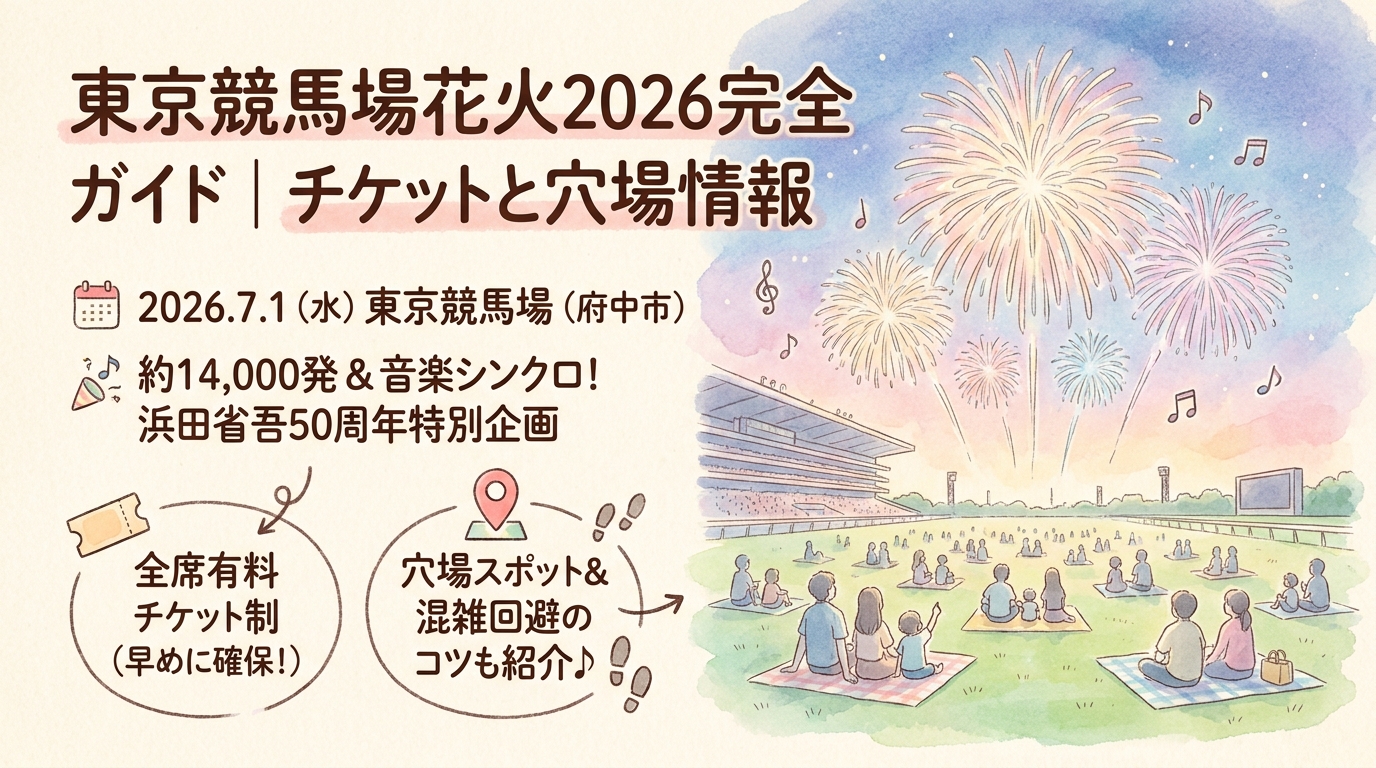東京競馬場花火2026完全ガイド｜チケットと穴場情報 アイキャッチ（PC用）
