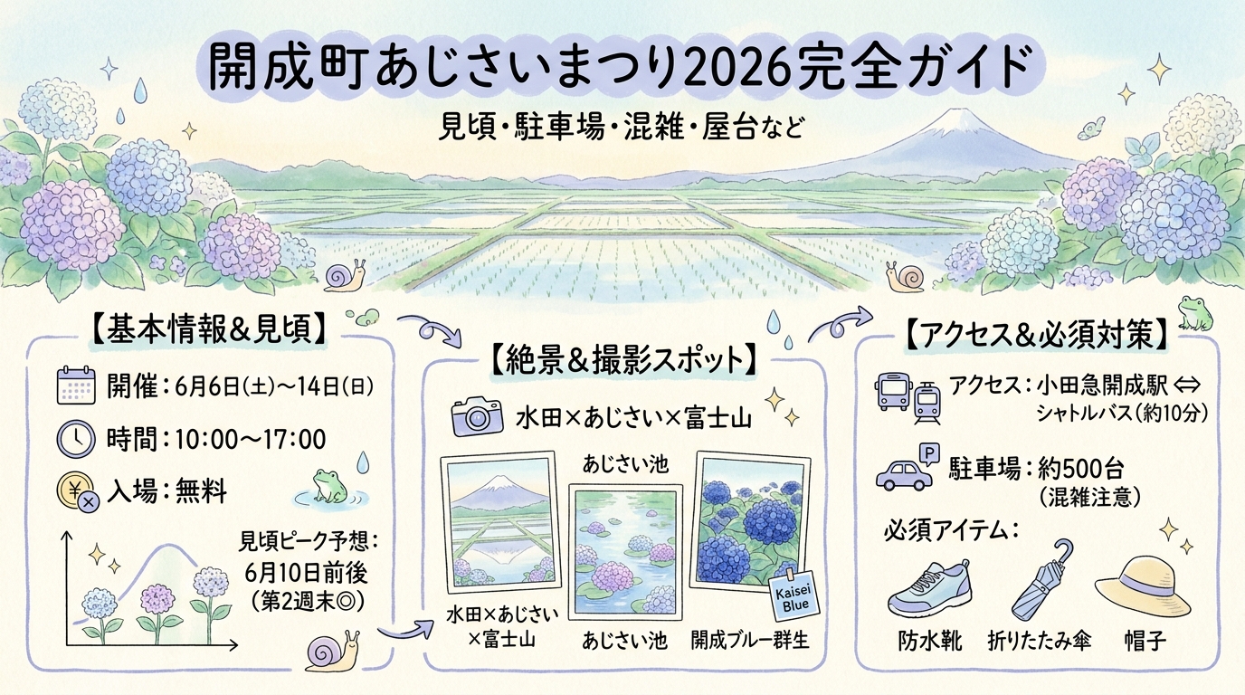 開成町あじさいまつり2026完全ガイド 見頃・駐車場・混雑・屋台など アイキャッチ（PC用）